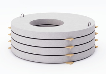 Well-topped lids stacked in a pile. 3D rendering