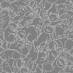 Seamless vector pattern with cute cats