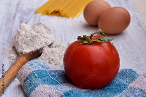 Red Tomato Eggs Pasta Spaghetti The Cooking Process Ings Red Tomato Eggs Pasta Spaghetti The Cooking Process Ings And Cutlery Kitchen