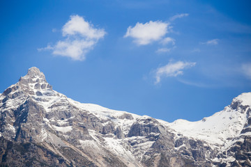 Tzoumerka mountain peaks  in spring time,  snow on the top, epirus greece , for travel background