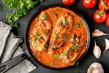 Chicken breast with tomato sauce