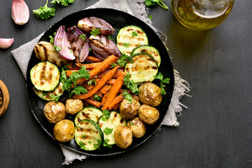 Fried vegetables, top view