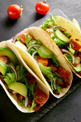 Tacos with meat and vegetables