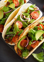 Tacos with meat and vegetables