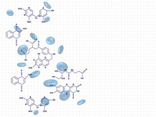 Blood cells and chemistry formula represent medical and health care concept. Technology Background. Vector Illustration.