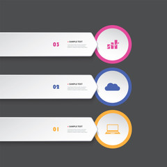 Colorful Modern Style Infographics Design - Horizontal Arrow Shaped Numbered List Items with Icons
