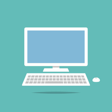 Desktop computer flat icon vector