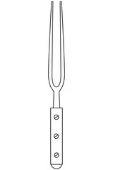 Line art black and white bbq fork wooden handle