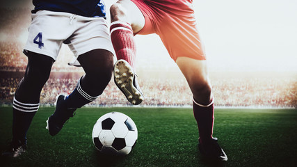 soccer footballer during match in the stadium