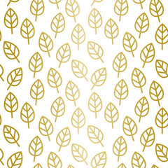 Golden Leaves Pattern. Endless Vector.