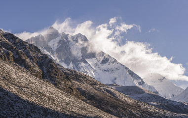 Lhotse summit from Dingboche village
