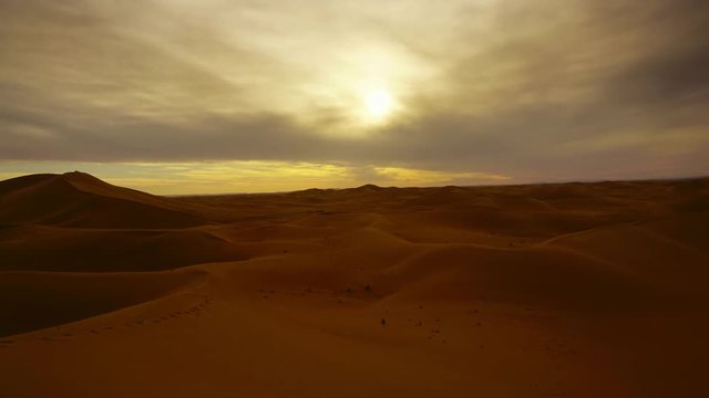 Beatiful landscape in Sahara desert at sunset, timelapse 4k
