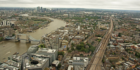 Obraz premium City of London and the River Thames from the air.