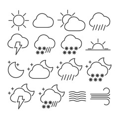 Vector image set weather line icons.