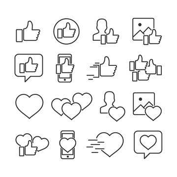 Vector image of set of like icons.Icons of social networks.