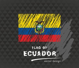 Flag of Ecuador, vector pen illustration on black background