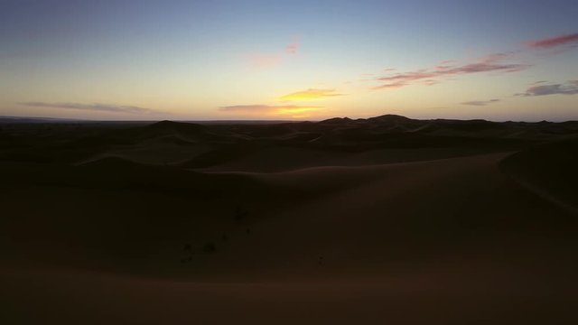 Beatiful landscape in Sahara desert at sunrise, timelapse 4k
