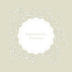 
Gypsophila flower. Fragile and airy white flowers. Easy print in rustic style.

