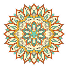 Ethnic ornamental mandala. Decorative design element. Hand drawn vector illustration