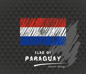 paraguay flag, vector sketch hand drawn illustration on dark grunge background