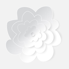 illustration vector of white paper cutting flower art on white paper texture background