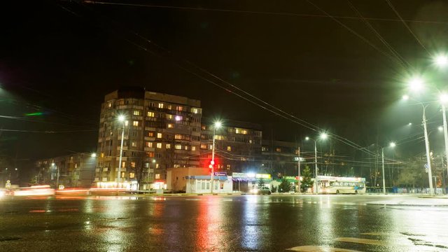 Night Street Timelapse Background FullHD