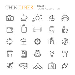 Collection of travel thin line icons