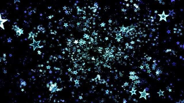 Colorful Rotating Star Shapes Travel Animation - Loop Blue