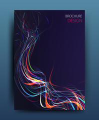 Vector business brochure flyer template or corporate banner design in A4 size.Neon lights on dark background. Modern abstract web, poster ,brochure design template.