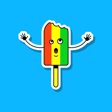 recommend clip art: Colored illustration of bitten ice cream on stick