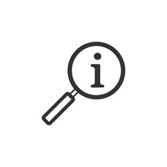 Lupe. Search instruction. Vector illustration. Magnifying glass, information icon.