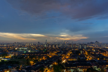 View of sunset at downtown Kuala Lumpur. 