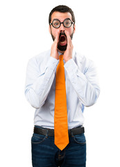 Fototapeta premium Funny man with glasses shouting