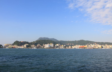 Fototapeta na wymiar Gushan Harbour cityscape in Kaohsiung Taiwan