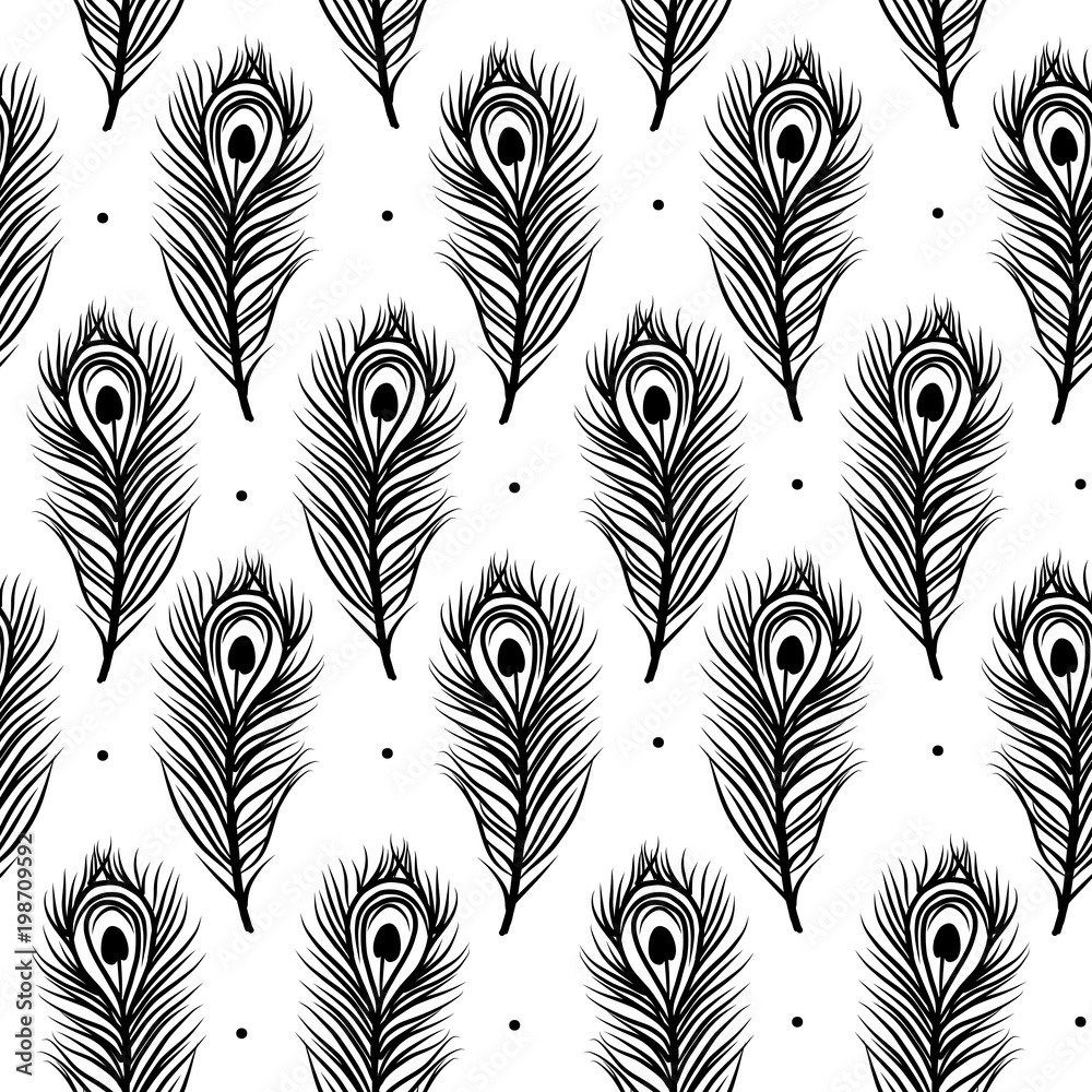 Aufkleber peacock feathers, seamless pattern for your design