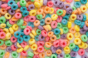 Multicolor cereals with fruity