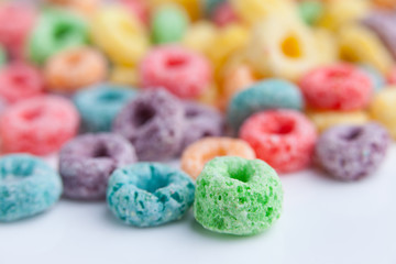 Fototapeta na wymiar Multicolor cereals with fruit.