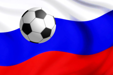 Fototapeta premium Illustration of silver soccer ball with the flag of Russia