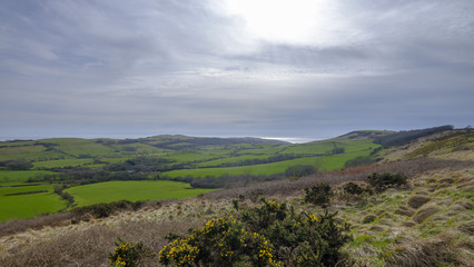 Fototapeta na wymiar Views of Jurassic Coast and Dorset from Grange Hill near Kimmeridge, Dorset, UK