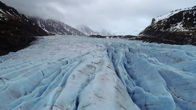 Aerial view of Skaftafell glacier, Vatnajokull National Park in Iceland.