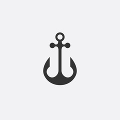 Anchor emblem. Template sailor icon. Marine symbol symbol. Vector illustration of a yacht club, travel agency. theme of travel. Graphic logo, logotype for design