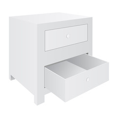 White nightstand with two drawers. Bedroom furniture