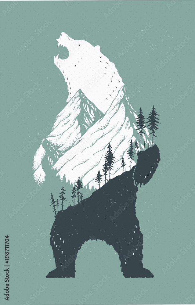 Wall mural standing bear illustration