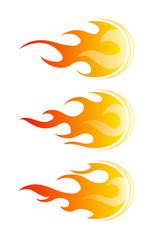 Fireballs. Set of vector fire design elements
