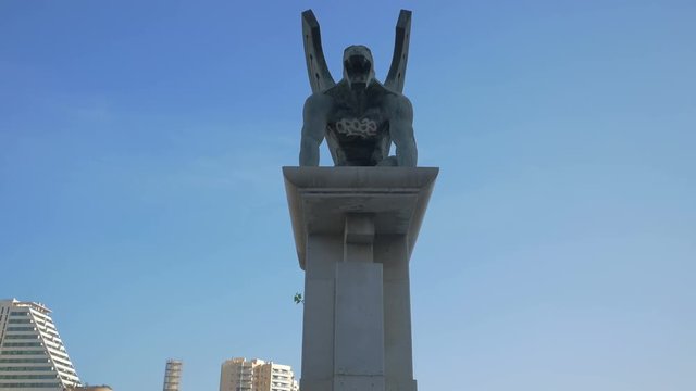 Low angle of gargoyle statue