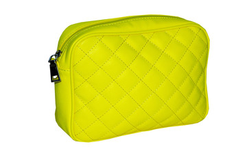 women's handbag lemon yellow with a pattern in the form of diamonds