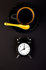 Morning coffee and alarm clock