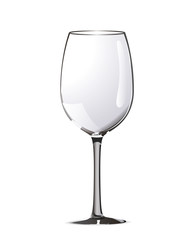 Bright realistic wine glass on white