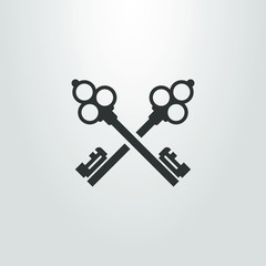 Black and white abstract icon of two crossed keys