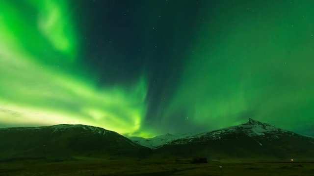 Northern Lights (Aurora borealis) Time lapse in Iceland.